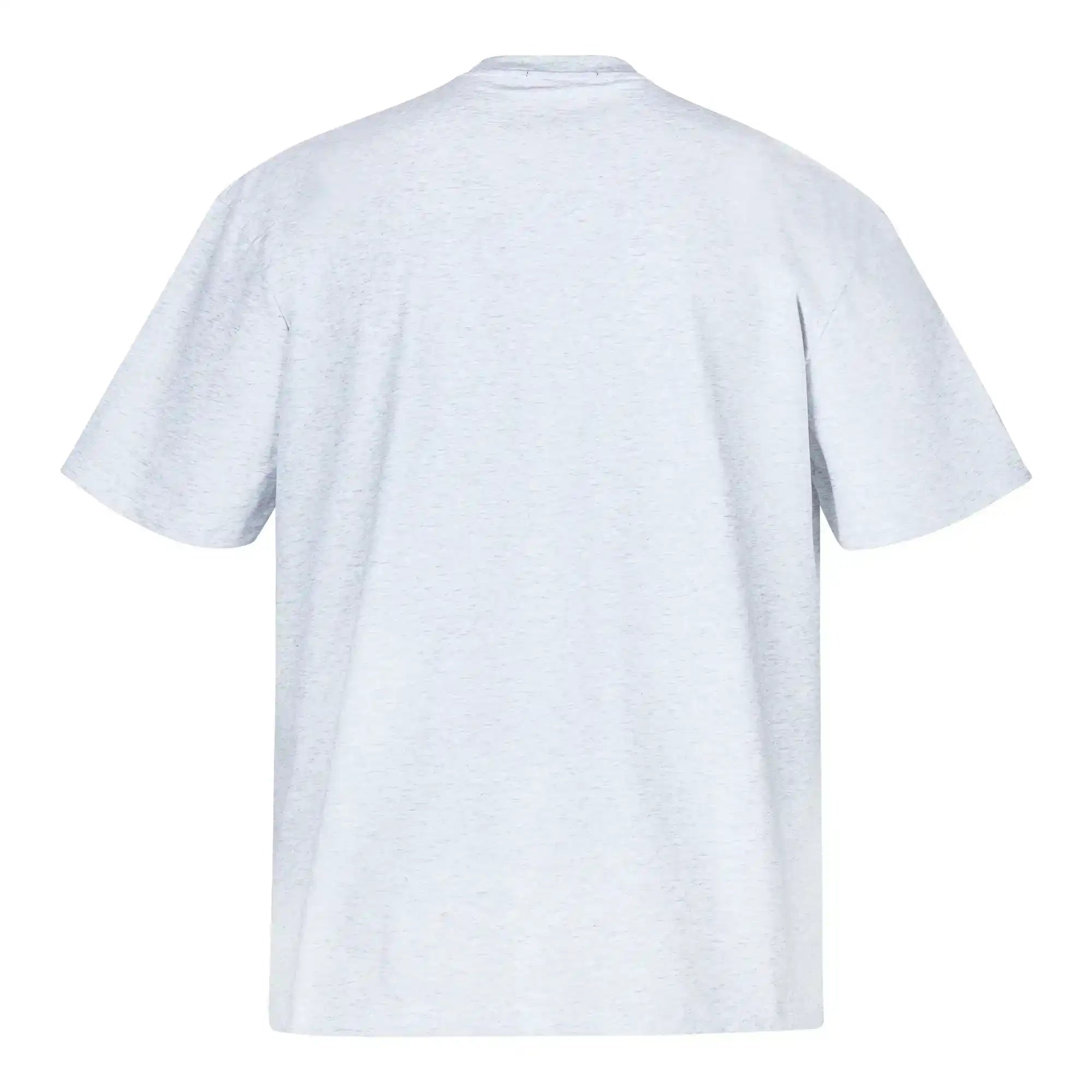 Das trueprodigy Ravi F Oversize-T-Shirt hat einen auffälligen, farbenfrohen Frontprint und eine übergroße Passform. Es ist von hinten in hellgrauem Dicker-Jersey-Stoff abgebildet, hat einen einfachen Rundhalsausschnitt und ein Unisex-Design ohne sichtbare Logos oder Designs auf der Rückseite.