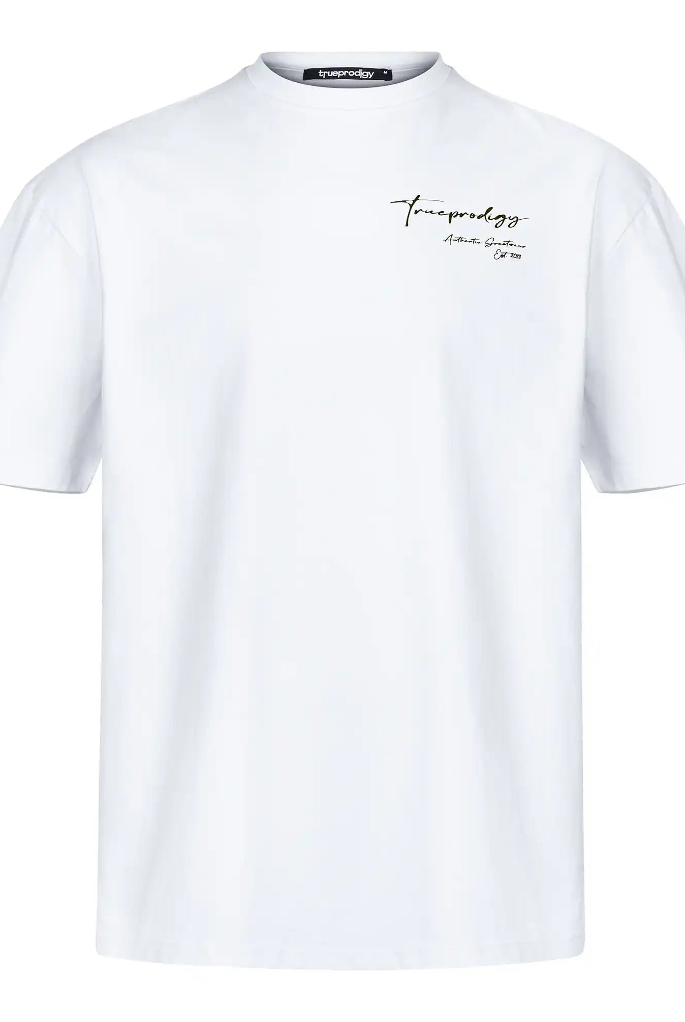 Das Marin F Oversize-T-Shirt von trueprodigy hat eine entspannte Passform in weißem Jersey, mit feinem Logo-Schriftzug auf der linken Brust und TPDY-Print auf dem Ärmel, abgeschlossen mit einem klassischen Rundhalsausschnitt.