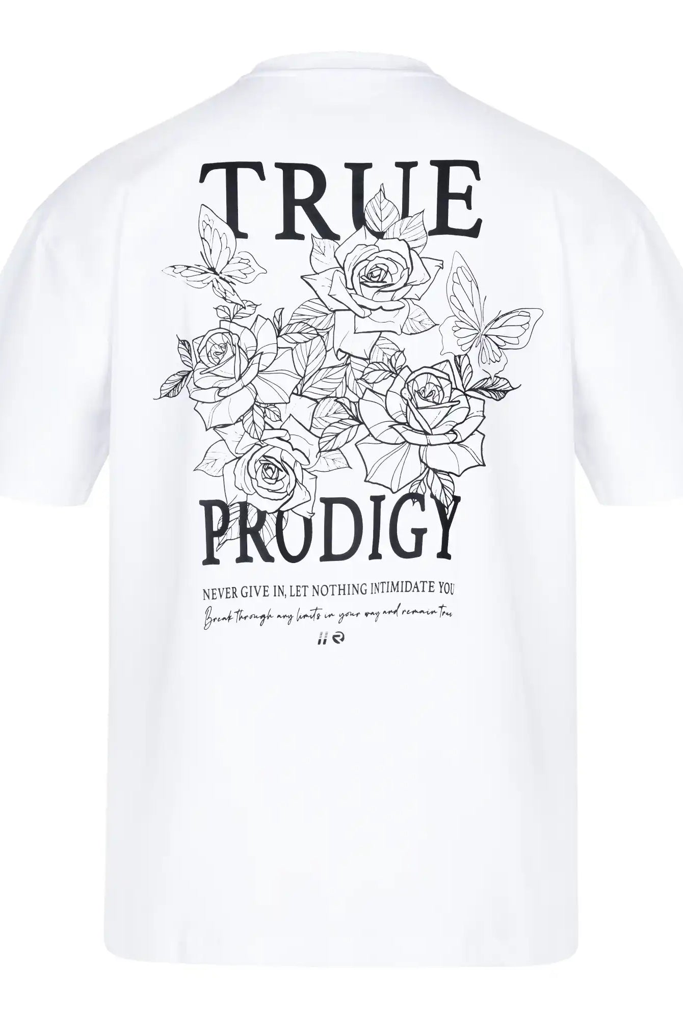 Das Alex F Oversize-T-Shirt von trueprodigy zeigt einen Spray-Smiley und trueprodigy-Schriftzüge auf der Vorder- und Rückseite. Gefertigt aus dickem Jerseystoff, bietet dieses bequeme weiße Unisex-T-Shirt dauerhaften Komfort und auffälligen Streetstyle.