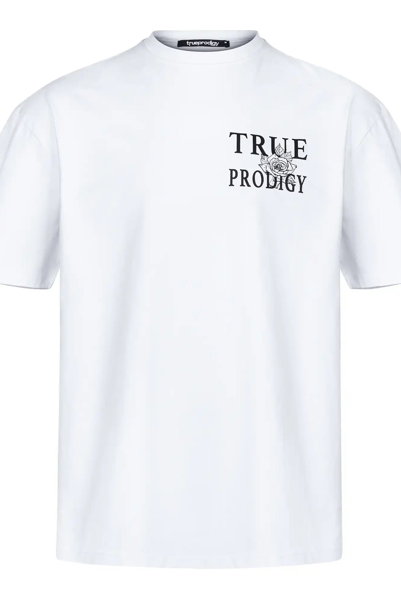 Das "Alex F Oversize-T-Shirt" von trueprodigy mit Sprüh-Smiley und trueprodigy-Schriftzug auf Vorder- und Rückseite bietet einen frechen Grafik-Look in Übergröße.