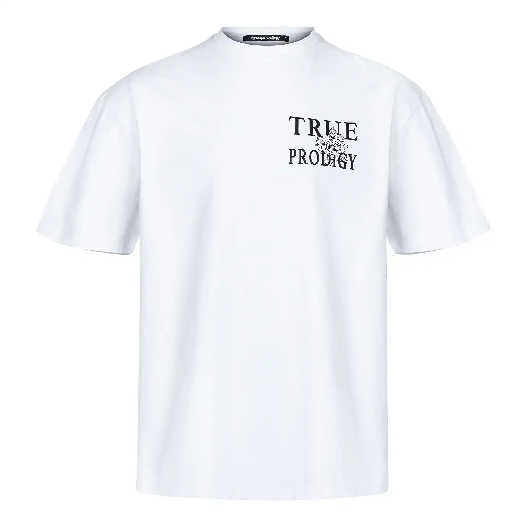 Das "Alex F Oversize-T-Shirt" von trueprodigy mit Sprüh-Smiley und trueprodigy-Schriftzug auf Vorder- und Rückseite bietet einen frechen Grafik-Look in Übergröße.