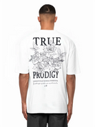 Das trueprodigy Alex Oversize-T-Shirt mit Rosenskizzen und dem trueprodigy-Logo als Vorder- und Rückendruck verbindet einen mutigen Stil mit modernem Komfort.