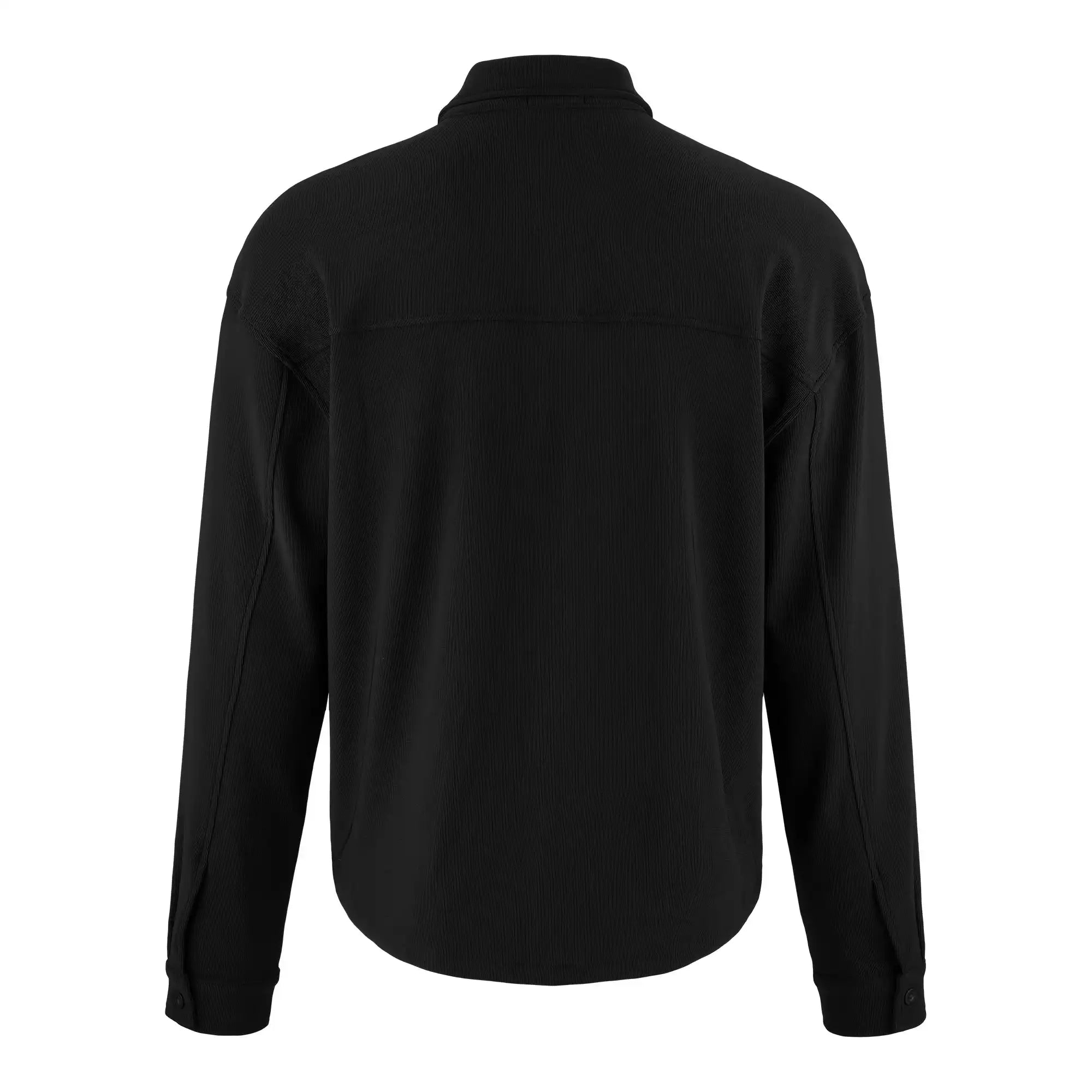 Das Wyatt Oversized Langarm Hemd von trueprodigy für Herren mit Rippstruktur, gerader Rückenpasse, klassischem Kragen und knöpfbaren Manschetten - ein stilvolles Freizeitshirt ohne sichtbare Muster oder Logos.