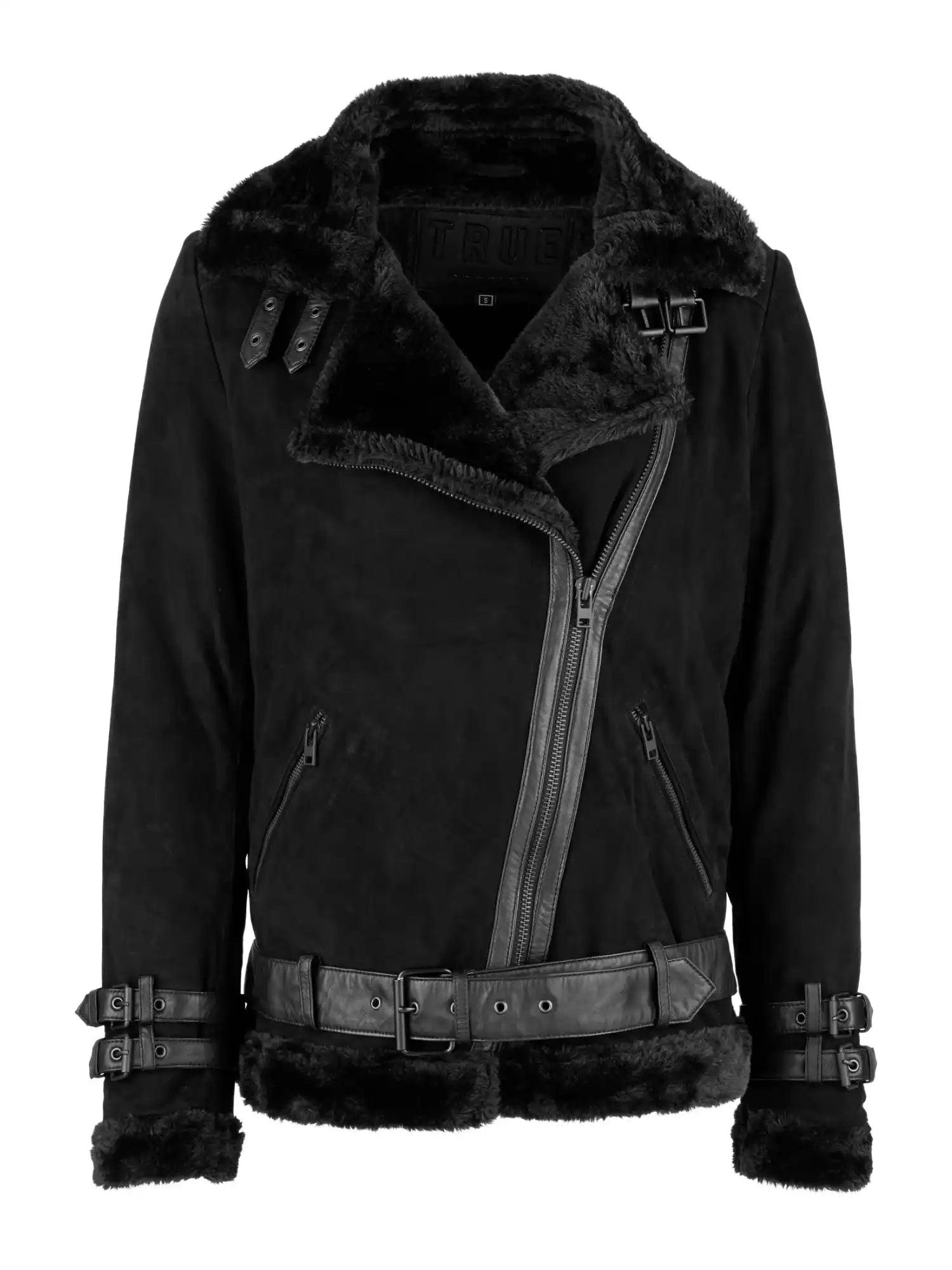 Damen Daunenjacke Fan Leather Schwarze Daunenjacke Mit Schwarzem