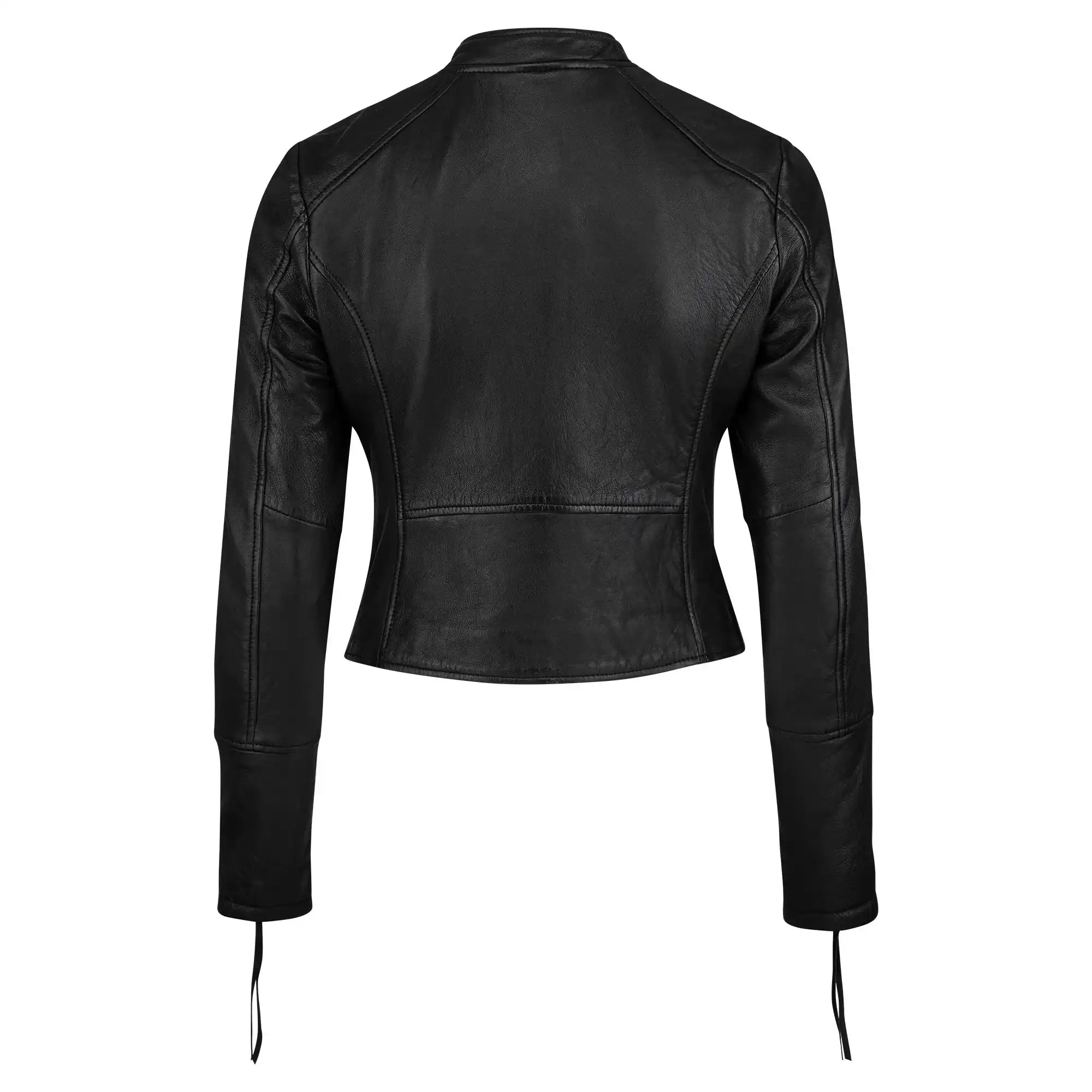 Die trueprodigy Damen Lederjacke aus Schafsleder in Schwarz überzeugt im sportlichen Racing-Stil mit kurzem Schnitt, langen Ärmeln und sichtbaren Nähten - die ideale Wahl für einen modernen Look.