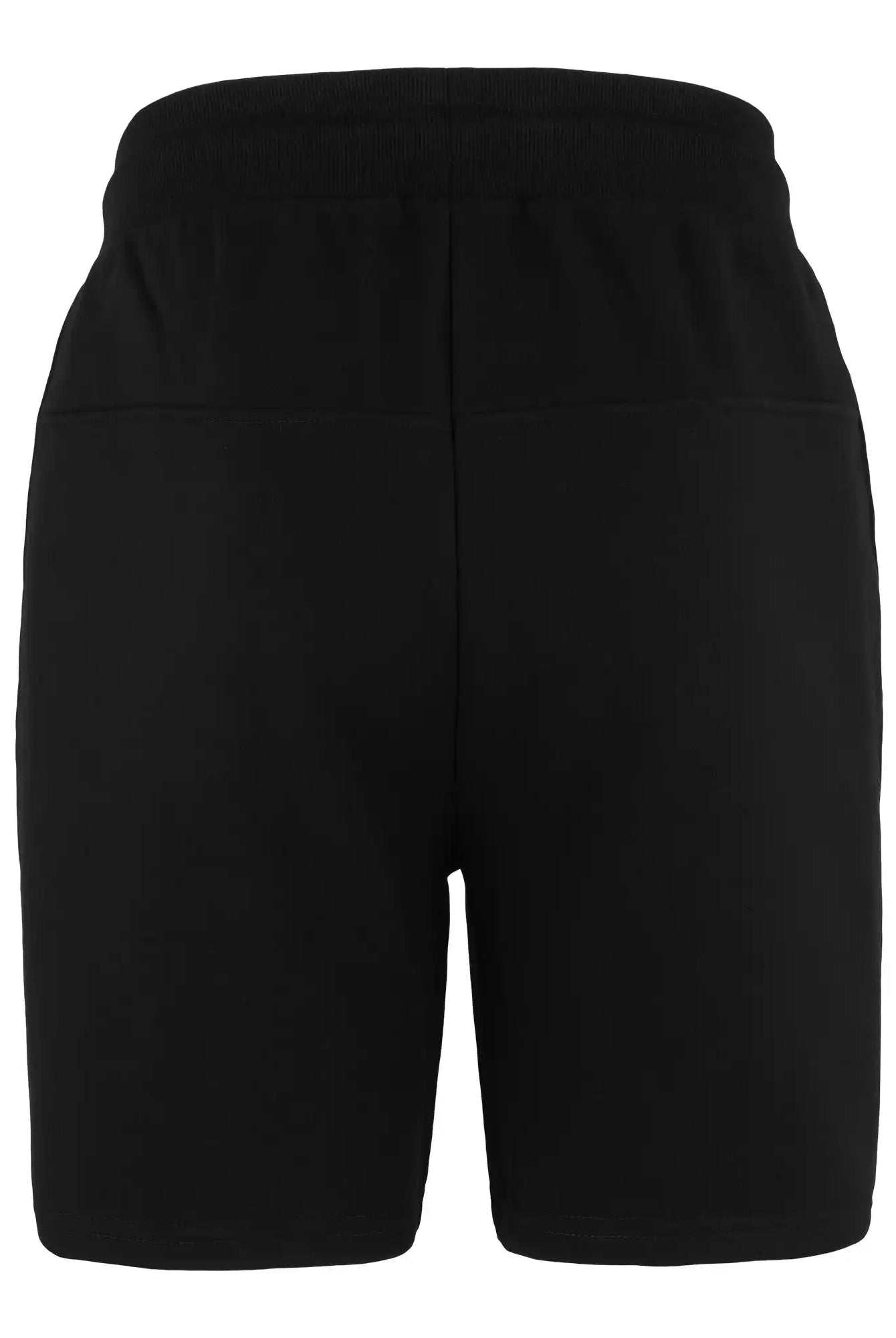 Ein Paar trueprodigy Walden Sweatshort mit Druck in schwarz, von hinten gesehen, mit einem elastischen Bund und einem modernen Schnitt ohne sichtbare Logos oder Muster.