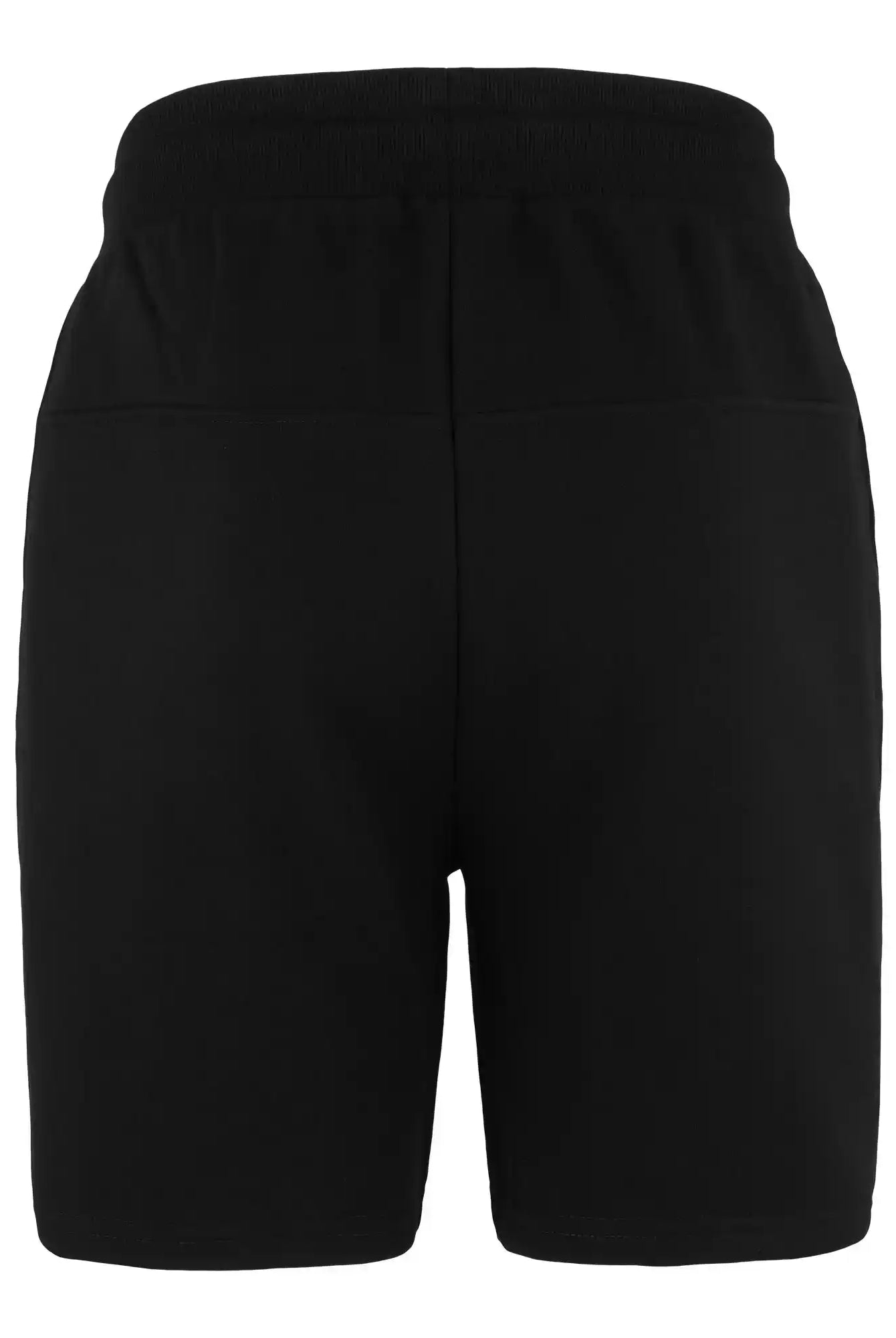 Ein Paar trueprodigy Walden Sweatshort mit Druck in schwarz, von hinten gesehen, mit einem elastischen Bund und einem modernen Schnitt ohne sichtbare Logos oder Muster.