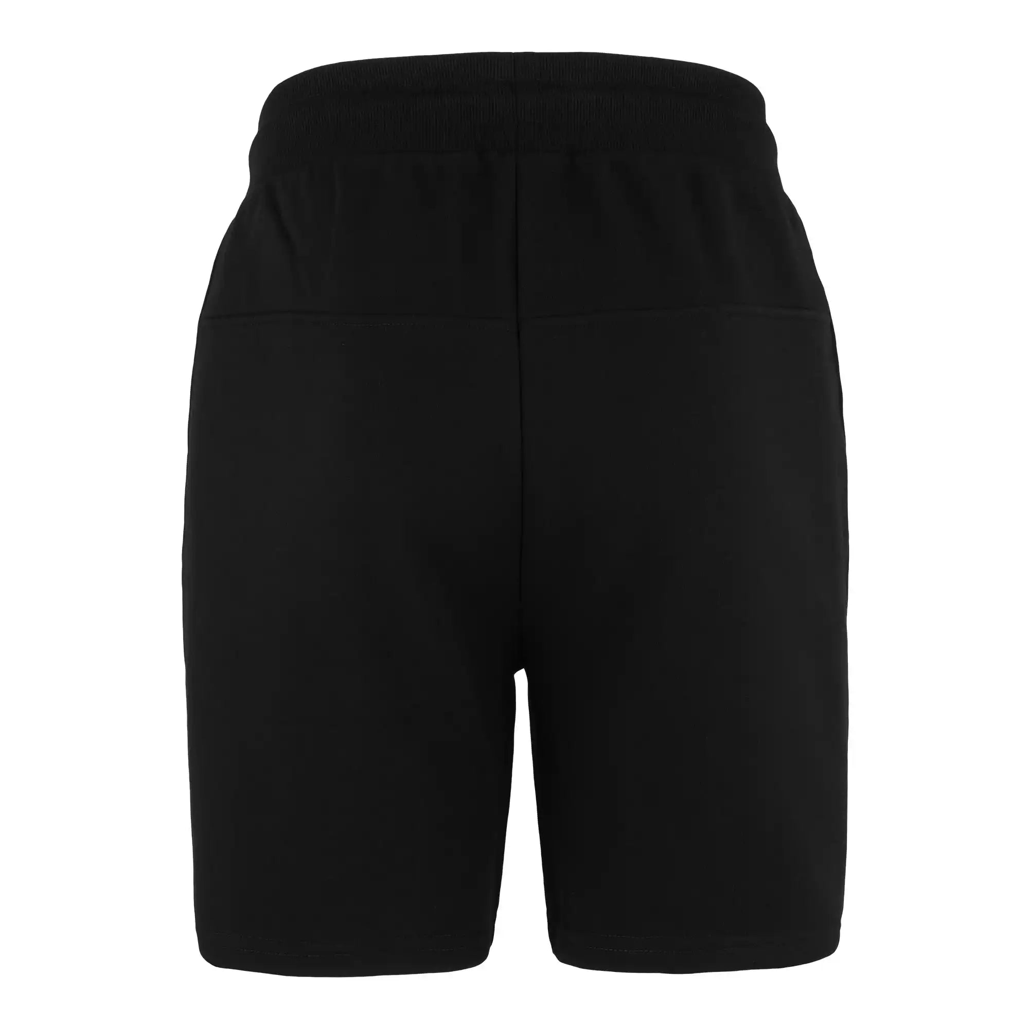 Ein Paar trueprodigy Walden Sweatshort mit Druck in schwarz, von hinten gesehen, mit einem elastischen Bund und einem modernen Schnitt ohne sichtbare Logos oder Muster.