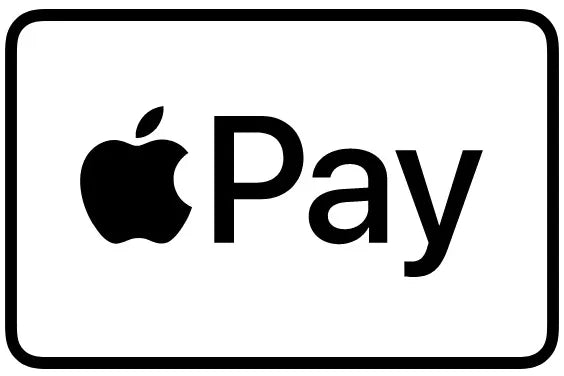 Schwarzes Apple Pay-Logo mit einem schwarzen Apfelsymbol, gefolgt vom Wort „Pay“ in Fettschrift, eingeschlossen in einen schwarzen rechteckigen Rahmen auf weißem Hintergrund.