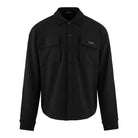 Das Wyatt Oversized Langarm Hemd von trueprodigy ist ein schwarzes Freizeithemd mit Rippstruktur, klassischem Kragen, zwei Brusttaschen und weißer TPDY-Stickerei links.