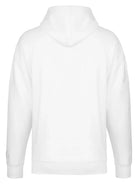 Der trueprodigy Tobi Oversized Hoodie mit Print wird von hinten gezeigt. Dieses Unisex-Sweatshirt hat lange Ärmel, eine lockere Passform und ein kleines weißes Etikett am linken unteren Ärmel. Es sind keine anderen Designs oder Logos sichtbar.