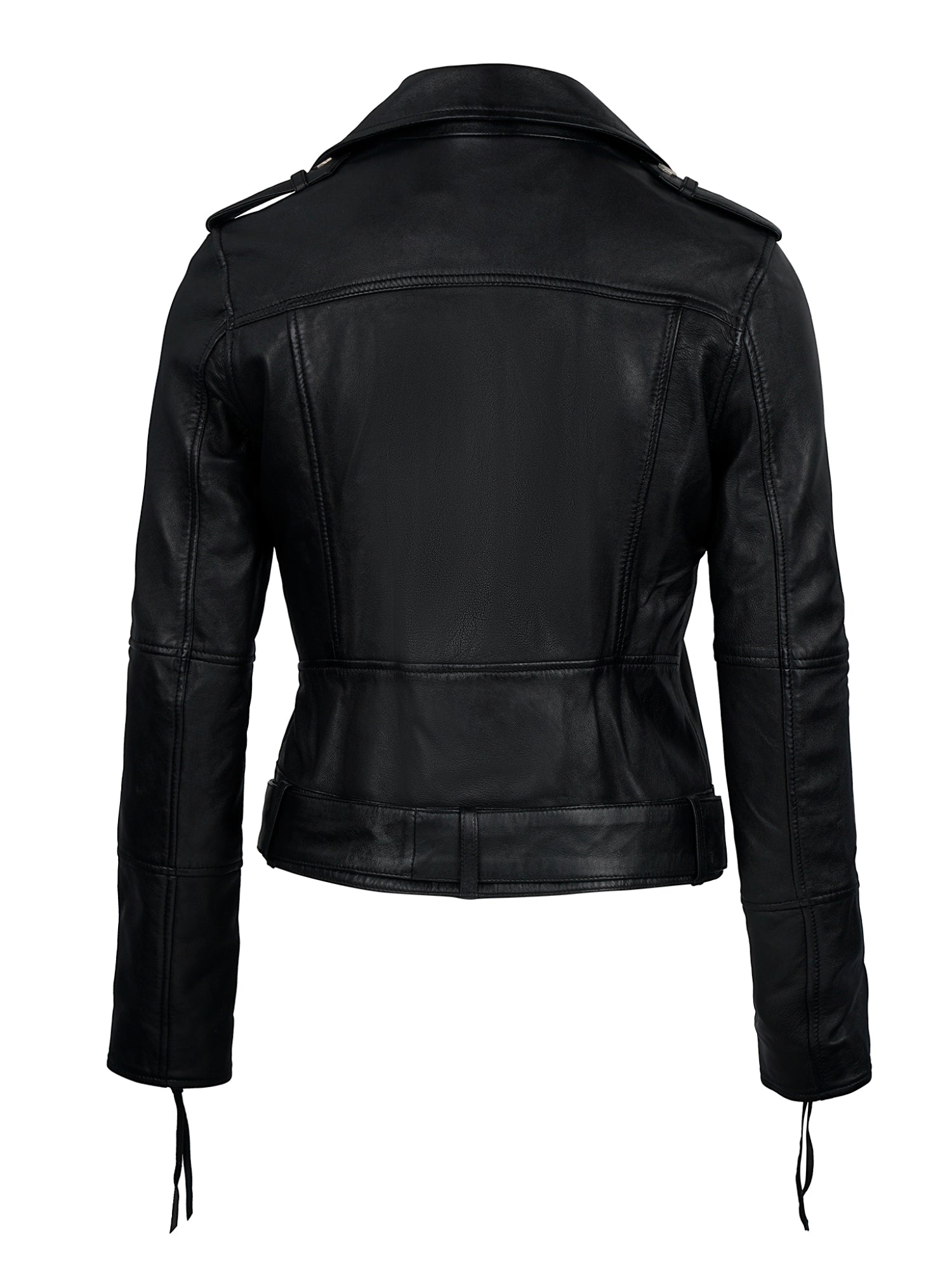 Die Biker Lederjacke Damen "Milena" von trueprodigy besticht mit taillierter Passform, Taillengürtel, Schulterriegeln und langen Ärmeln mit markanten Nähten - ein Must-have für jede Damen-Lederjacken-Kollektion.