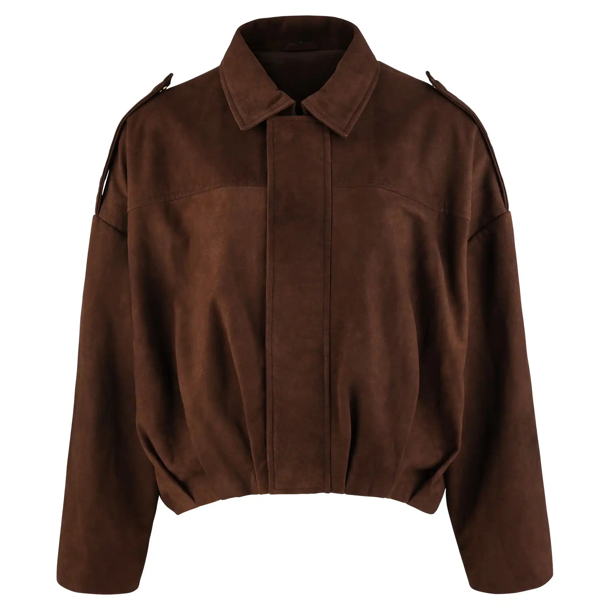 Die trueprodigy Feminine Lederjacke mit Hemdkragen und Raffung am Saum überzeugt mit klassischem Schnitt und edler Verarbeitung - ein eleganter Begleiter für jeden Anlass.