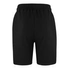 Die Samuel Short mit Stickerei von trueprodigy zeigt sich von hinten vor weißem Hintergrund. Die schwarzen Herren Shorts haben einen elastischen Bund und ein schlichtes, gesticktes Design.
