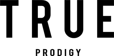 TRUE PRODIGY Logo in schwarz mit weißem hintergrund. Offizieller Webshop von trueprodigy. kostenfreier Versand International